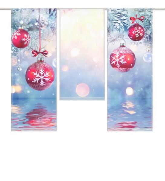 Weihnachten in blau 3er Set, Flächenvorhang